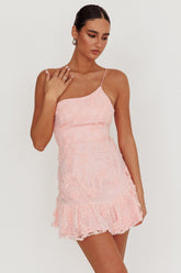 Lilah One Shoulder Embellished Dress Blush